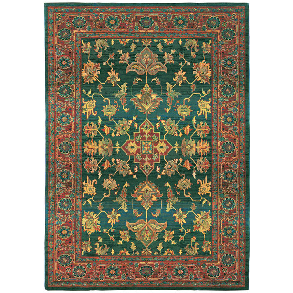 Bloomsbury Market Rosabel Oriental Area Rug in Blue/Burgandy Red